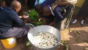 tupedane - maendeleo students cooking bananas