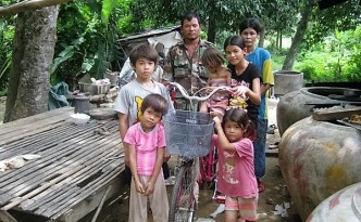 GP and family with new bicycle