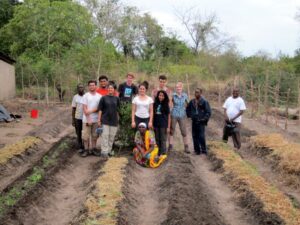 AMN and students in newly planted garden